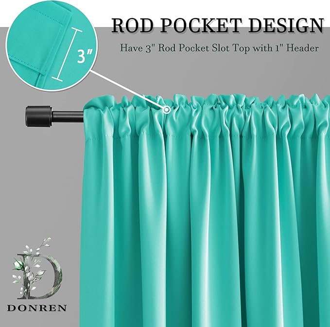 DONREN Blackout Curtains for Bedroom Drapes Turquoise Window Curtains - Image 4