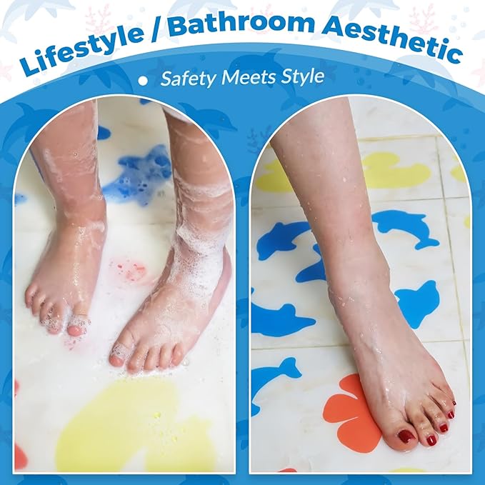 S&X Bathtub Non Slip Stickers, Grippy Dolphin Adhesive Treads – Fine Gritty - Image 7