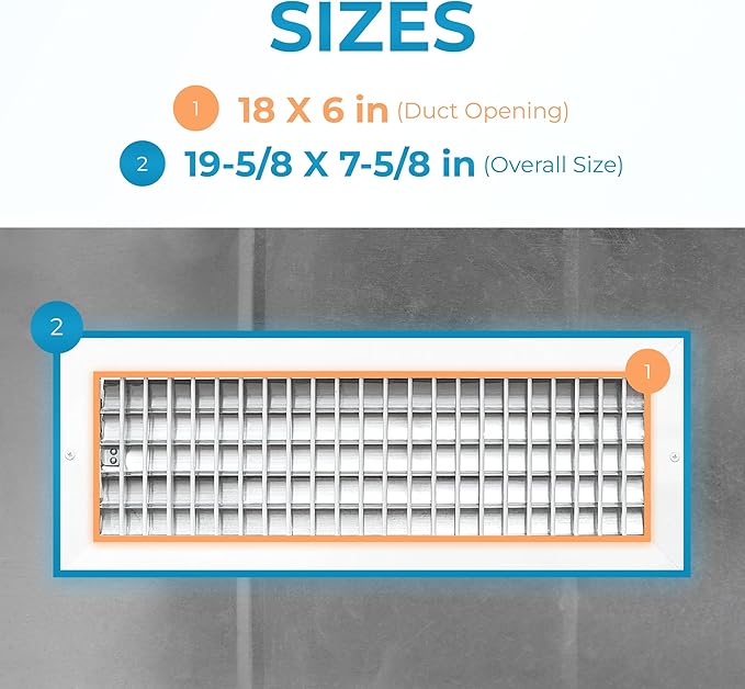 Aluminum 18 x 6 Inch Air Vent Covers Wall AC Grille – Premium Register Vent - Image 3