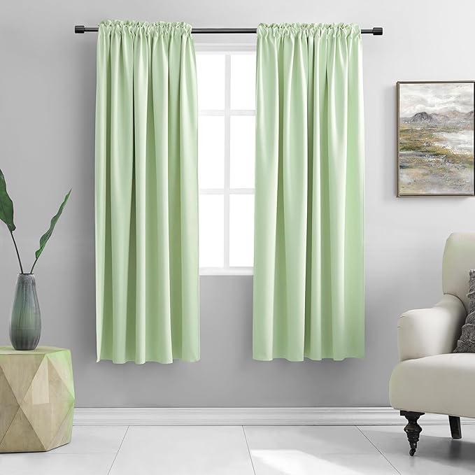 DONREN Light Green Curtains Light Filtering by DONREN