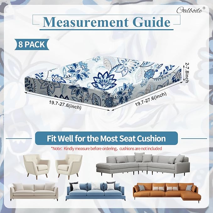 8pcs Floral Printed Stretchy Sofa Cushion Covers - Image 2