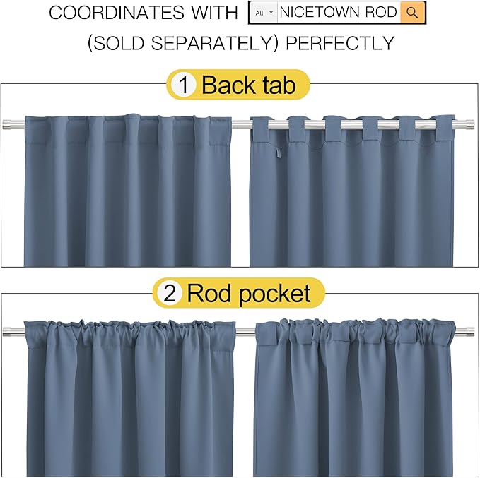NICETOWN Kitchen Window Curtains, Privacy Short Drapes - Image 4