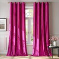 BULBUL Living Room Velvet Window Curtains 96 inch Length- 2 Panels Hot Pink by ModernShinyVelvetCurtains