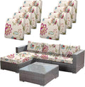 8pcs Single Seat Floral Print Outdoor Couch Cover, Waterproof Elastic Removable by CALBODE