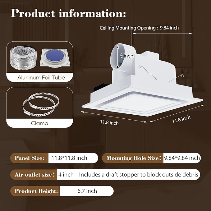 12" Ultra Quiet Bathroom Exhaust Fan - Image 6