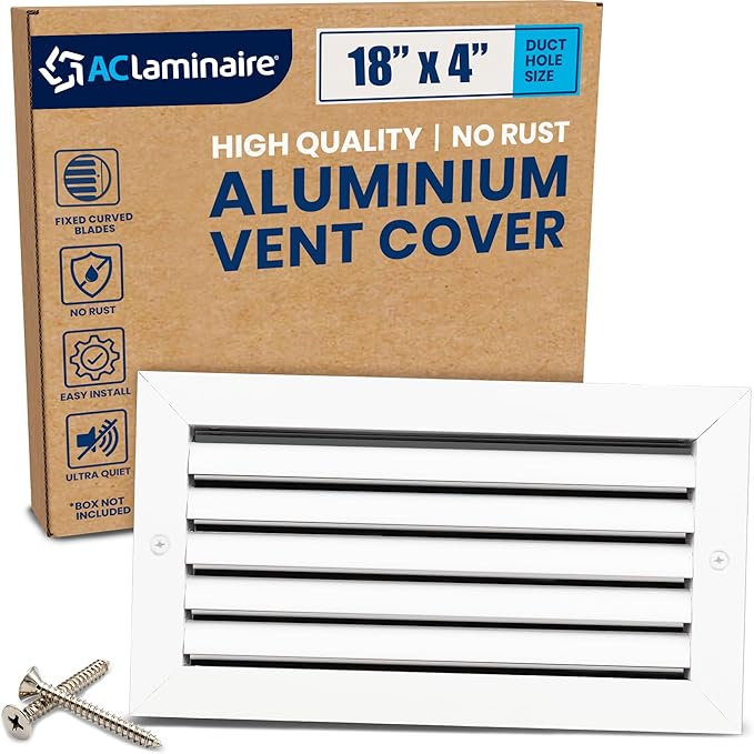 18x4 Inch Air Return Vent Cover Decorative – Premium Aluminum AC Vent Cover by LAMINAIRE