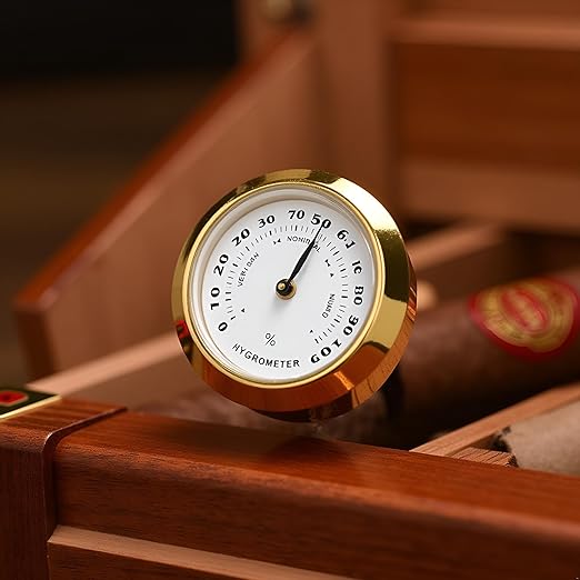 Gold Upgraded Hygrometer Humidity Meter Mini 38mm Round Glass Analog Hygrometer - Image 3