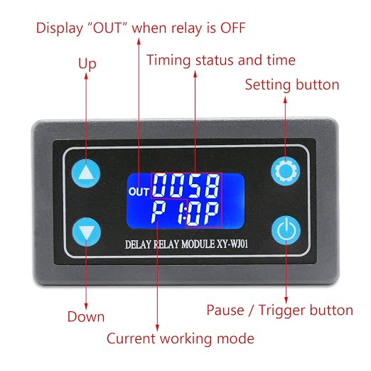 DROK Time Delay Relay 2pcs, DC 6-30V Timer Relay 12V 24V 0.01s-9999min 50mA - Image 2