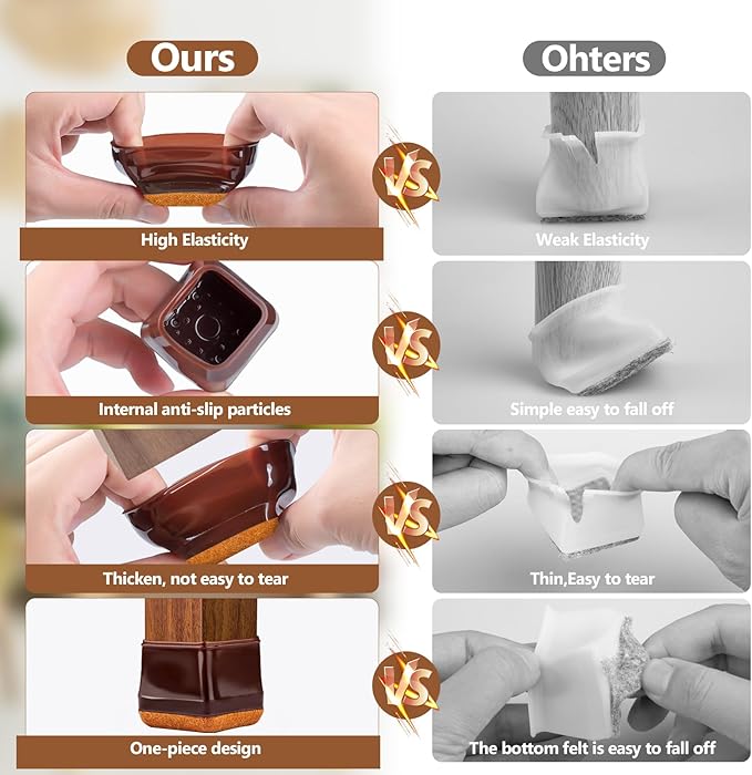 16Pcs Square Chair Leg Floor Protectors - Image 3