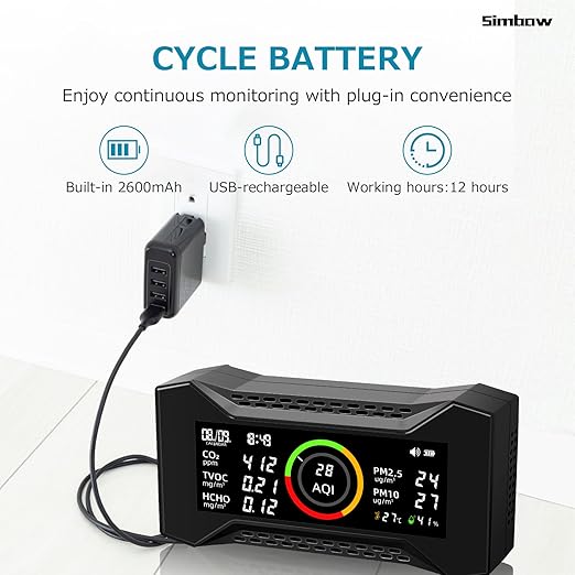 8-in-1 Air Quality Monitor Indoor, CF-20 Portable Air Quality Tester CO2 - Image 4