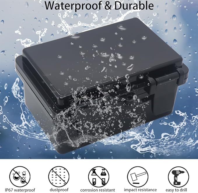 Junction Box, Hinged Black Cover IP67 Waterproof ABS Project Box - Image 2