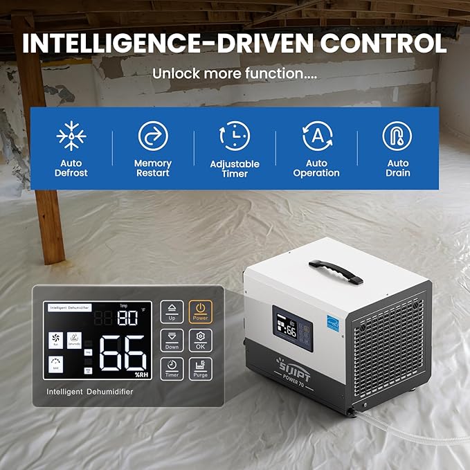 Crawl Space Dehumidifier with Pump, 70 Pints Energy Star Commercial - Image 6