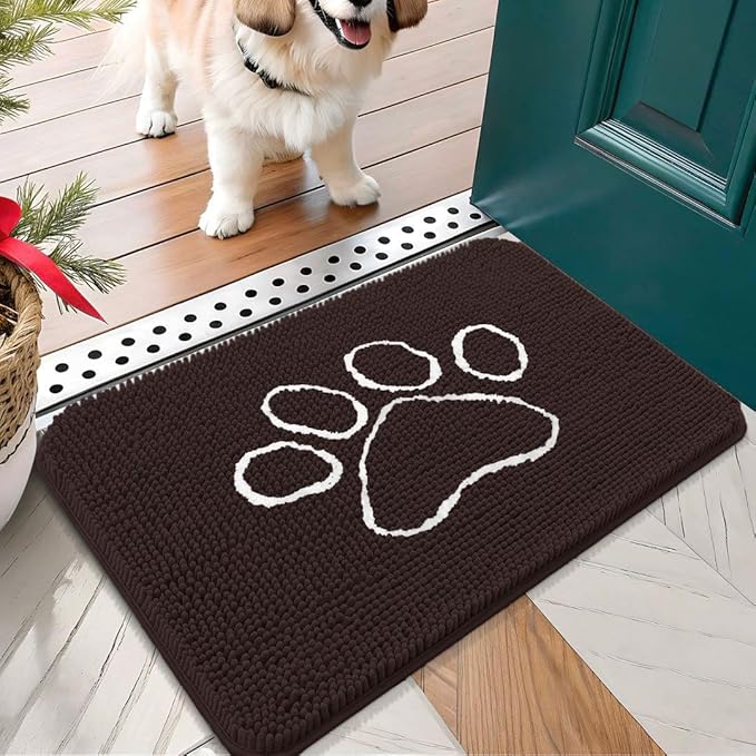 OLANLY Dog Door Mat for Muddy Paws 24x16, Paw Print Design, Absorbs Moisture by OLANLY