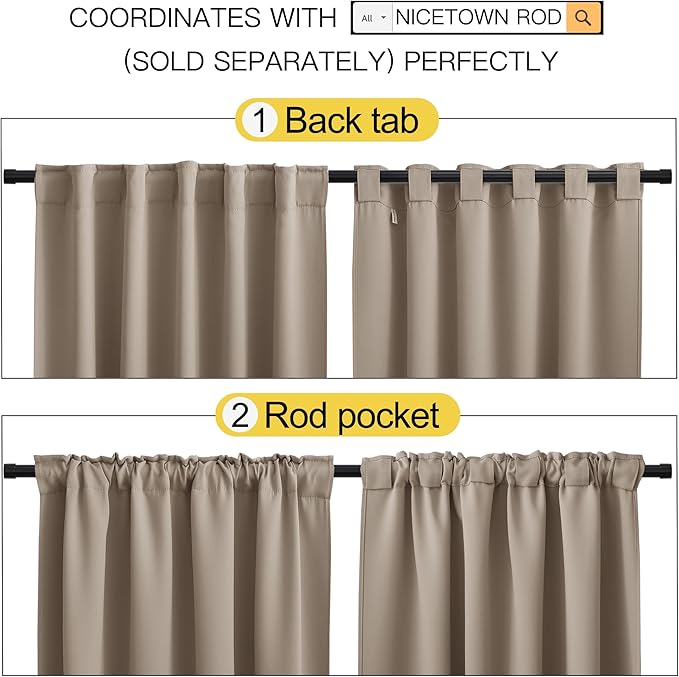 NICETOWN Bedroom Blackout Curtain Panels - Image 3