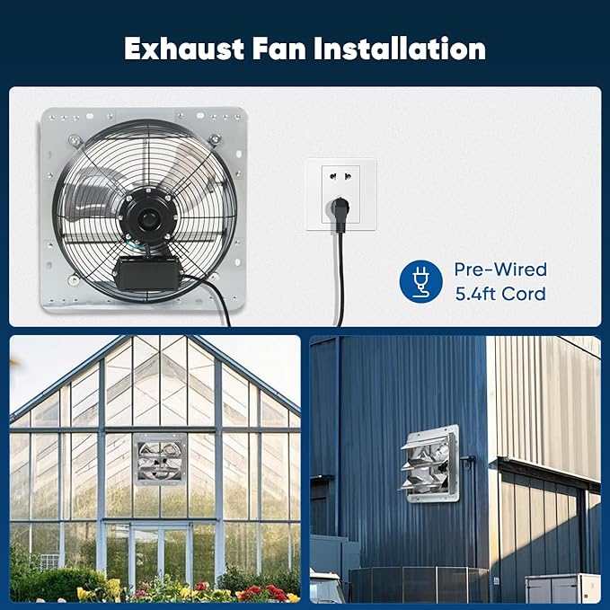 KEN BROWN 12 Inch Shutter Exhaust Fan, Gable Vent Fan, Wall Mount Ventilation - Image 8