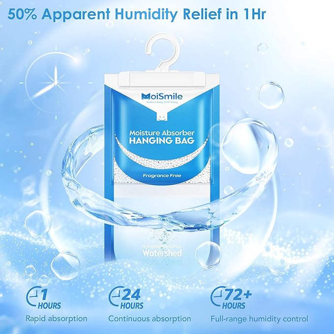 Moisture Absorbers 30 Pack Fragrance Free, Hanging Closet Dehumidifier Bags - Image 3