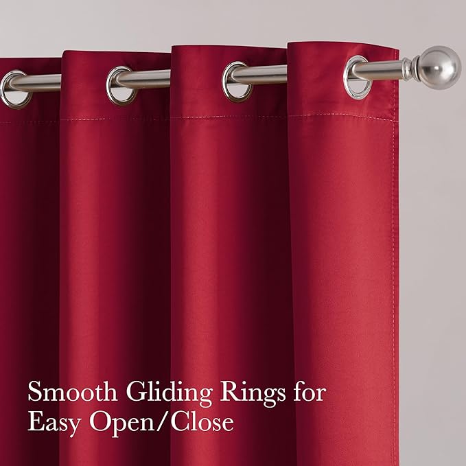 NICETOWN Thermal Insulated 100% Blackout Drape, Christmas Red, Noise Reducing - Image 2