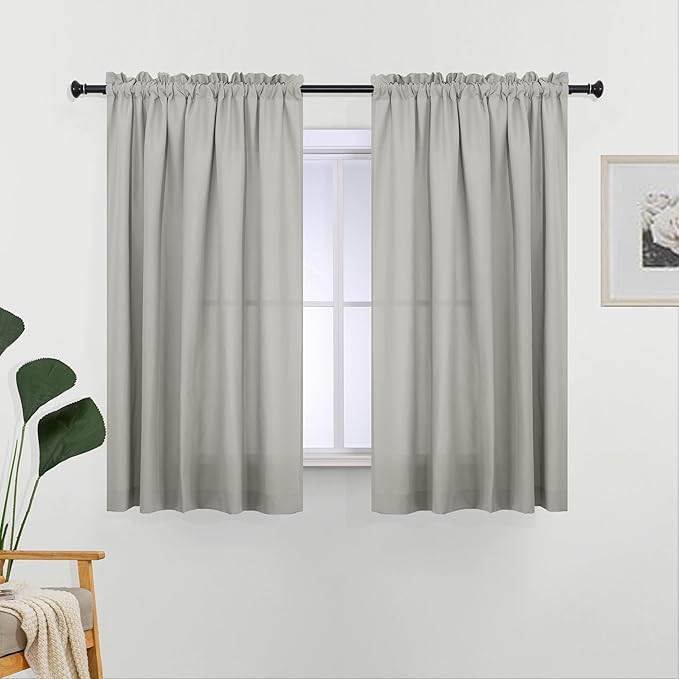 L.Z.E Non-See-Through Privacy Curtains 63 Inch Length 2 Panels Set, Rod Pocket by LZE