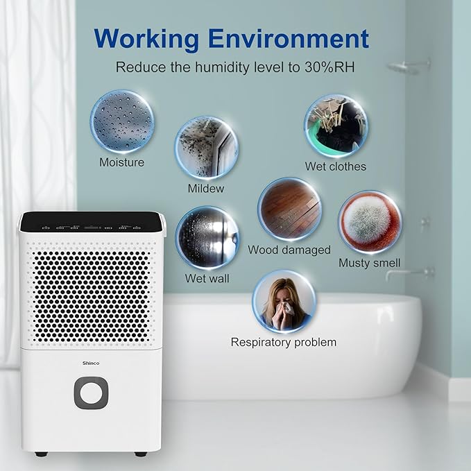 Shinco 30 Pints Dehumidifier for Home and Basements, 1500 Sq.Ft Dehumidifiers - Image 7