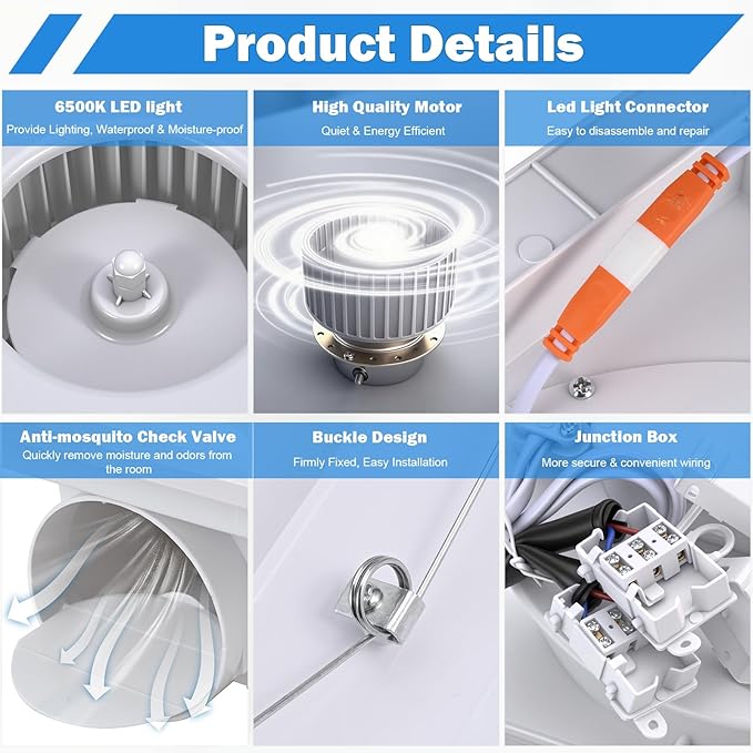 FEITON Square Bathroom Exhaust Fan - Image 5