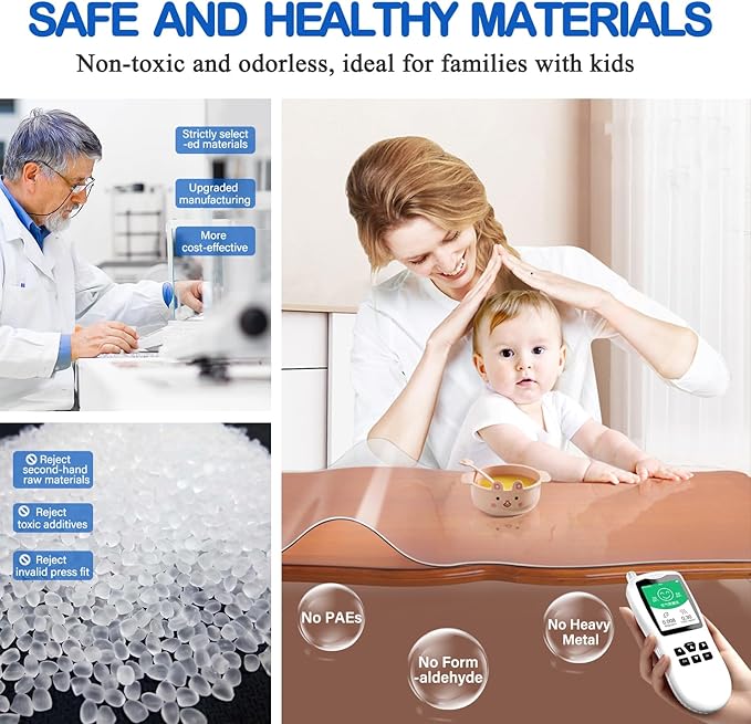 Clear Dining Table Protector Rectangular Plastic Table Cover Cloth Desk Pad Mat - Image 4