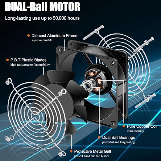 GDSTIME AXIAL Fan 12038, 110V 120V AC 120mm Fan, Ventilation Exhaust Projects - Image 5