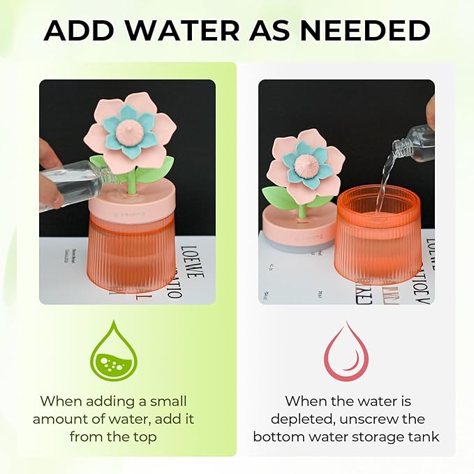 Cute Flower Mini Humidifier, 260ml Gardenia Desktop Humidifiers - Image 4