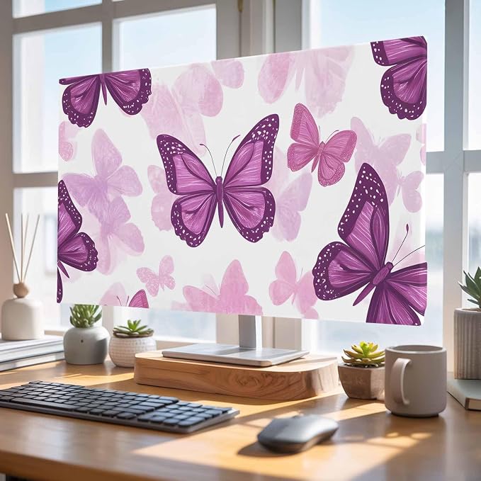 Summer Purple Butterflies Indoor TV Cover, Elastic TV Screen Protector Country - Image 4
