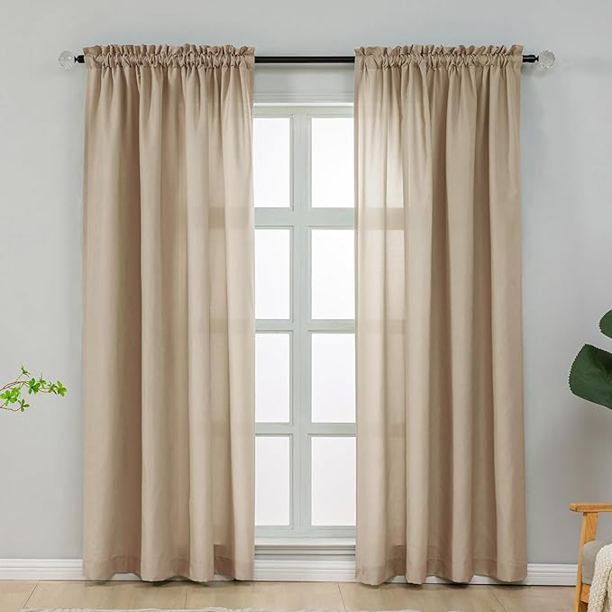 L.Z.E Non-See-Through Privacy Curtains 84 Inches Long 2 Panels Set, Rod Pocket by LZE