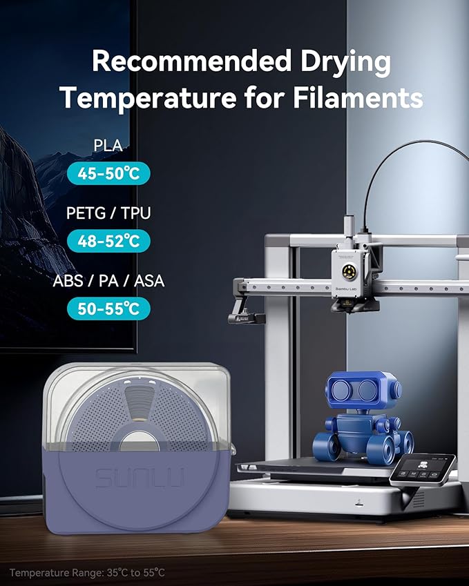 SUNLU PLA Plus Black 1.75mm, Upgraded S1 Plus Filament Dry Box Bluegrey - Image 6