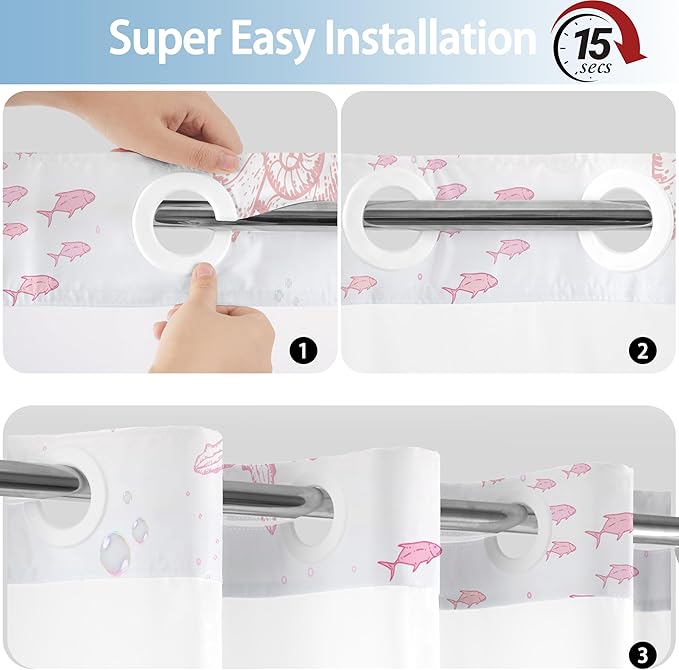 Extra Long No Hook Shower Curtain - Image 6