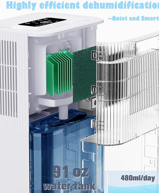 Portable Home Dehumidifier for Basements Bathroom Bedroom|91 OZ Tank|900 sq.ft - Image 8