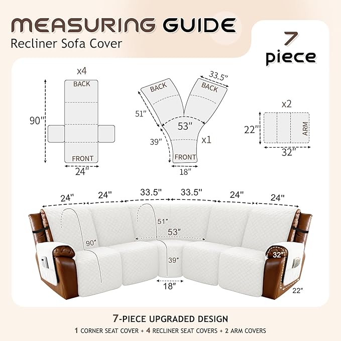 Arfntevss Waterproof Recliner Sectional Couch Covers - Image 5