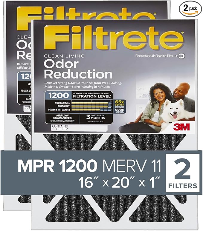 Filtrete 16x20x1 Air Filter, MPR 1200, MERV 11, Allergen Defense Odor Reduction by Filtrete