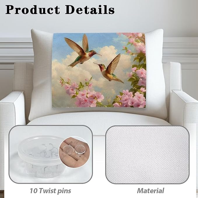 Hummingbird Headrest Cover for Recliner Non-Slip Peach Flower Furniture - Image 5