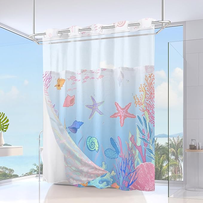 Extra Long No Hook Shower Curtain - Image 2