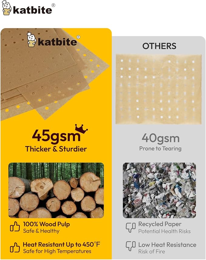 Katbite Air Fryer Parchment Paper Liners 160pcs Airfryer Liners Disposable 9x11 - Image 6