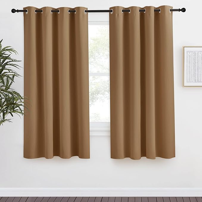 NICETOWN Gold Brown Curtain 68 inch Long, 1 Panel, W55 x L68, Grommet Blackout by NICETOWN