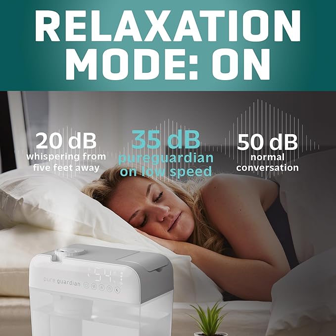 PureGuardian 1 Gallon, Cool Mist Ultrasonic Humidifier, 48-Hour Run Time - Image 6