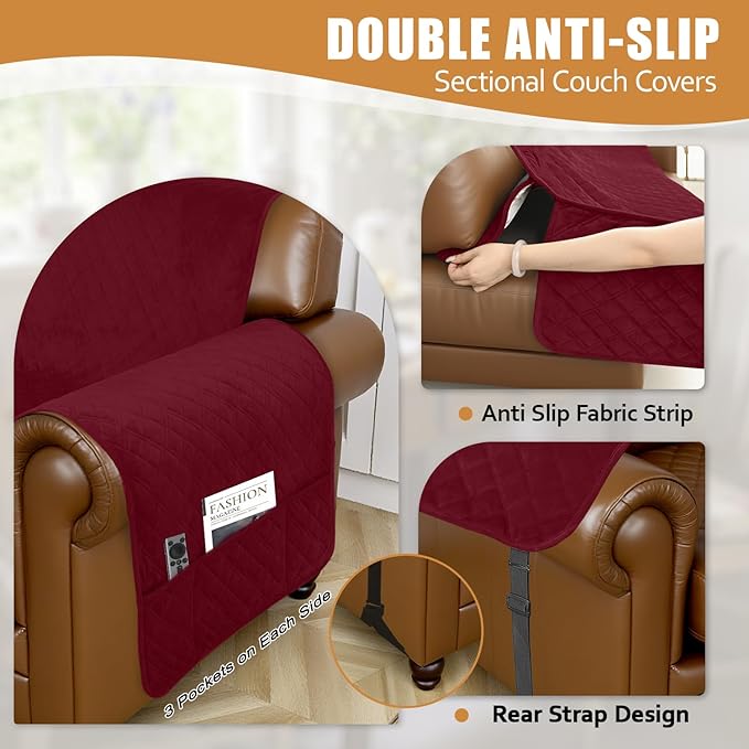 Arfntevss Waterproof Sectional Couch Covers L Shape Washable Velvet Sofa Cover - Image 4