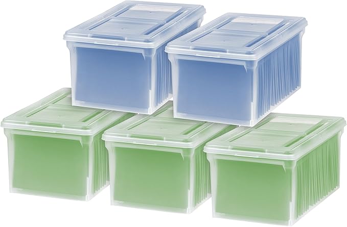 IRIS USA File Box, File Organizer w/Hinged Split Lid by IRISUSA