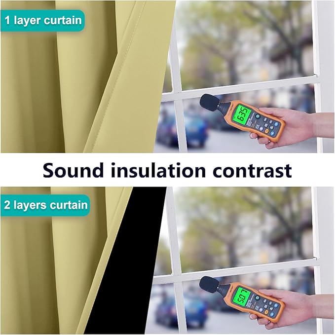 NICETOWN Paler Yellow Full Shade Curtain Panels, Pair of Energy Smart & Noise - Image 4