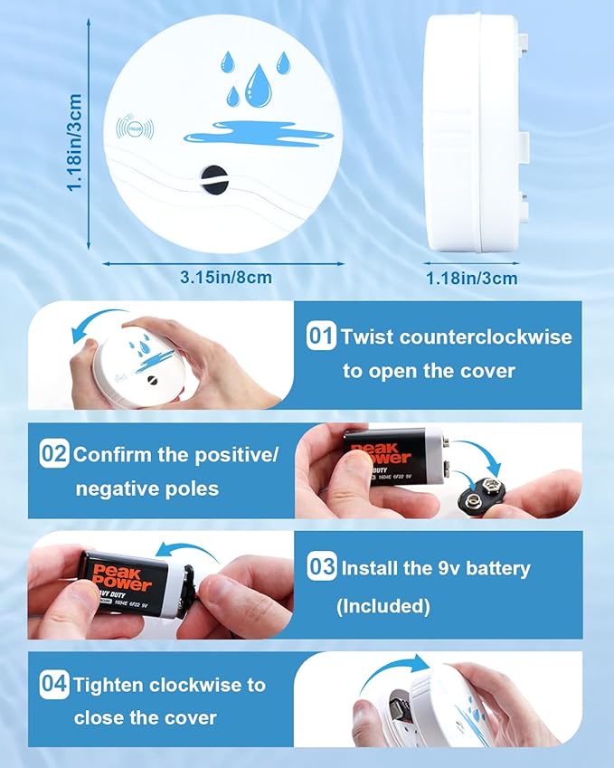 8 Pack Water Leak Detectors for Home, 100dB Waterproof Water Sensor Alarm Leak - Image 5