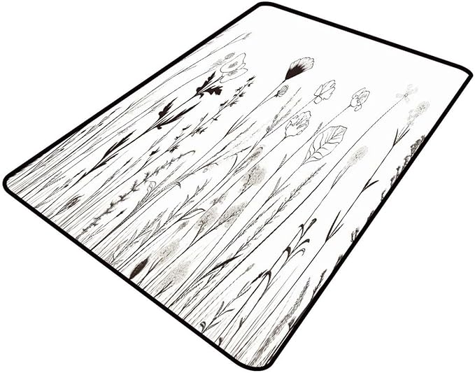 Wild Flowers on The Field Area Rug: Printing Patterns Non-Slip by Snarena