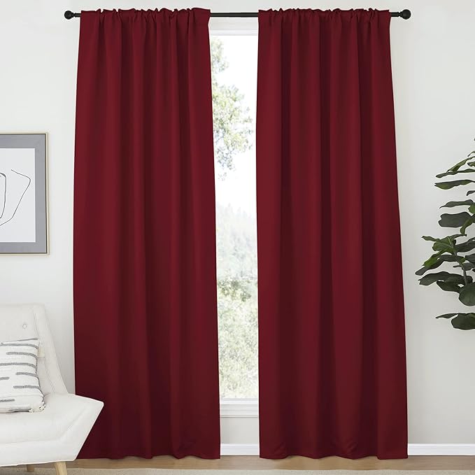 NICETOWN Christmas Burgundy Blackout Window Draperies Curtains - Image 2