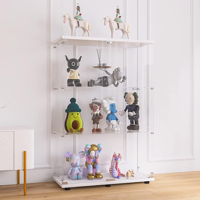 Yoluckea 3 Shelves Glass Display Cabinet by Yoluckea