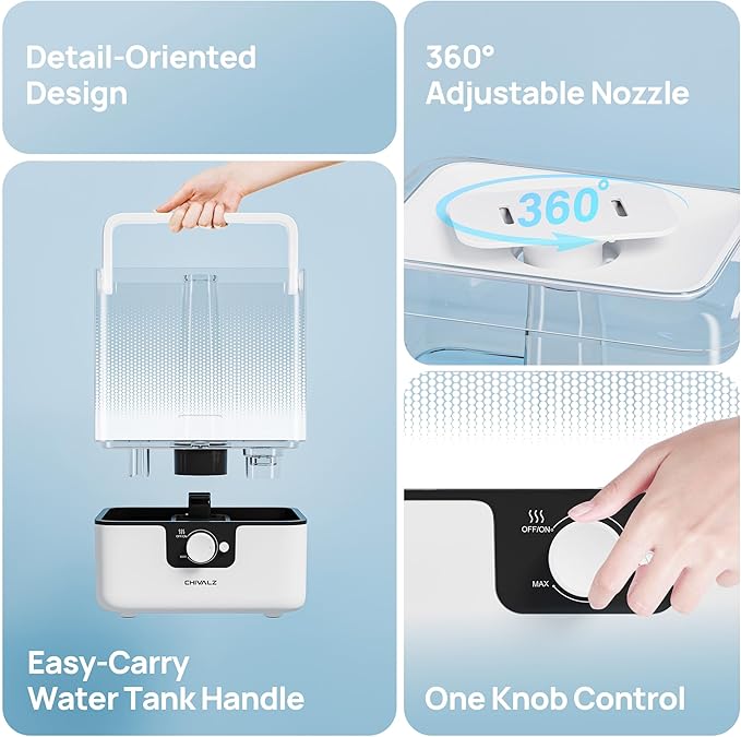 CHIVALZ 6L Humidifiers for Bedroom Large Room Home, Cool Mist Top Fill - Image 7