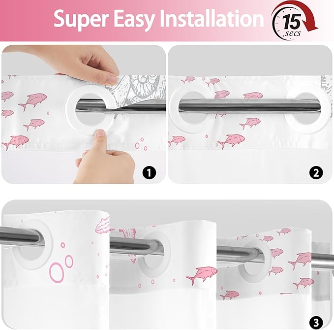 Extra Long No Hook Shower Curtain - Image 5