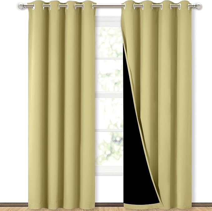 NICETOWN Paler Yellow Full Shade Curtain Panels, Pair of Energy Smart & Noise by NICETOWN