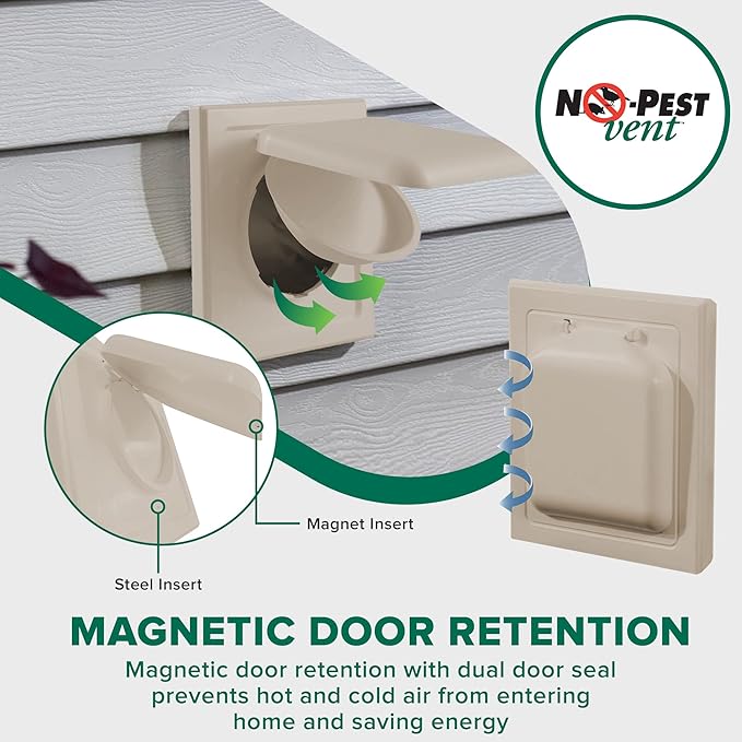 NO-PEST VENT MetalGuard, Dual Door Dryer Vent Cover Outdoor 4 Inch, - Image 4